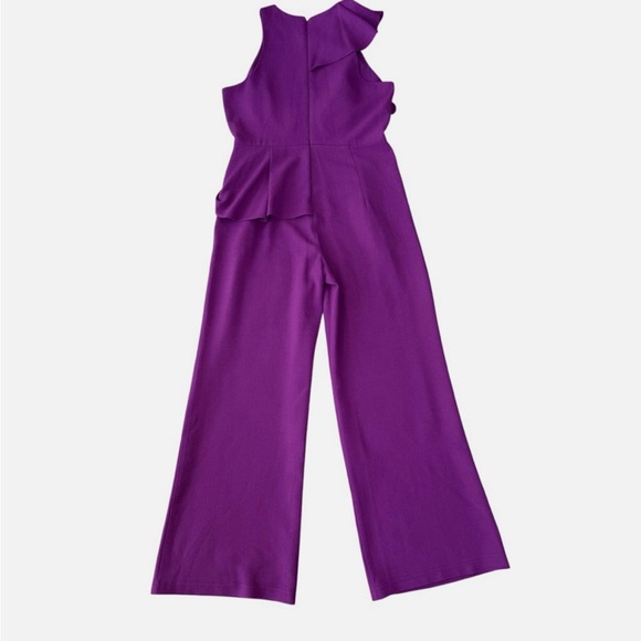 Black Halo Purple Ruffle Peplum Wide-Leg Jumpsuit - Picture 2 of 9